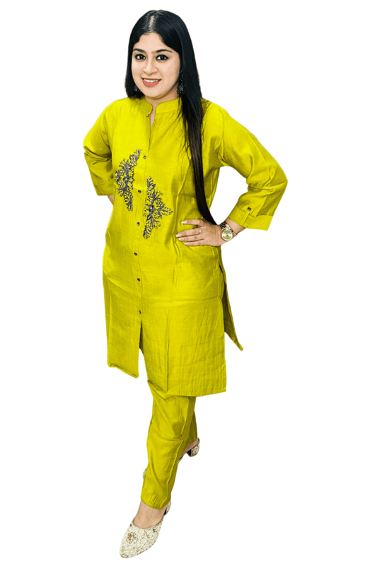 Festive mustard green Coord set