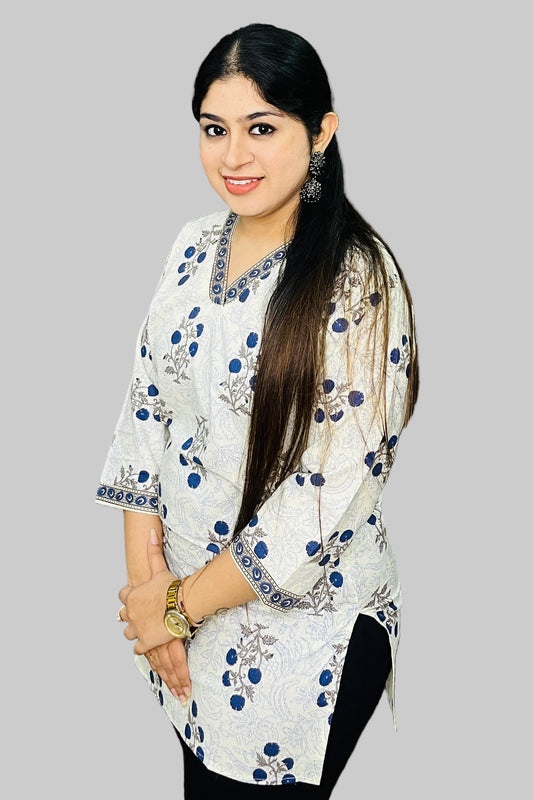 Floral Cotton Short Kurti offers comfort and style for everyday wear