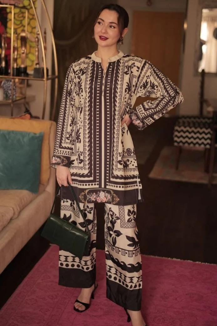 Linen Cotton Coord Set in classic black and white