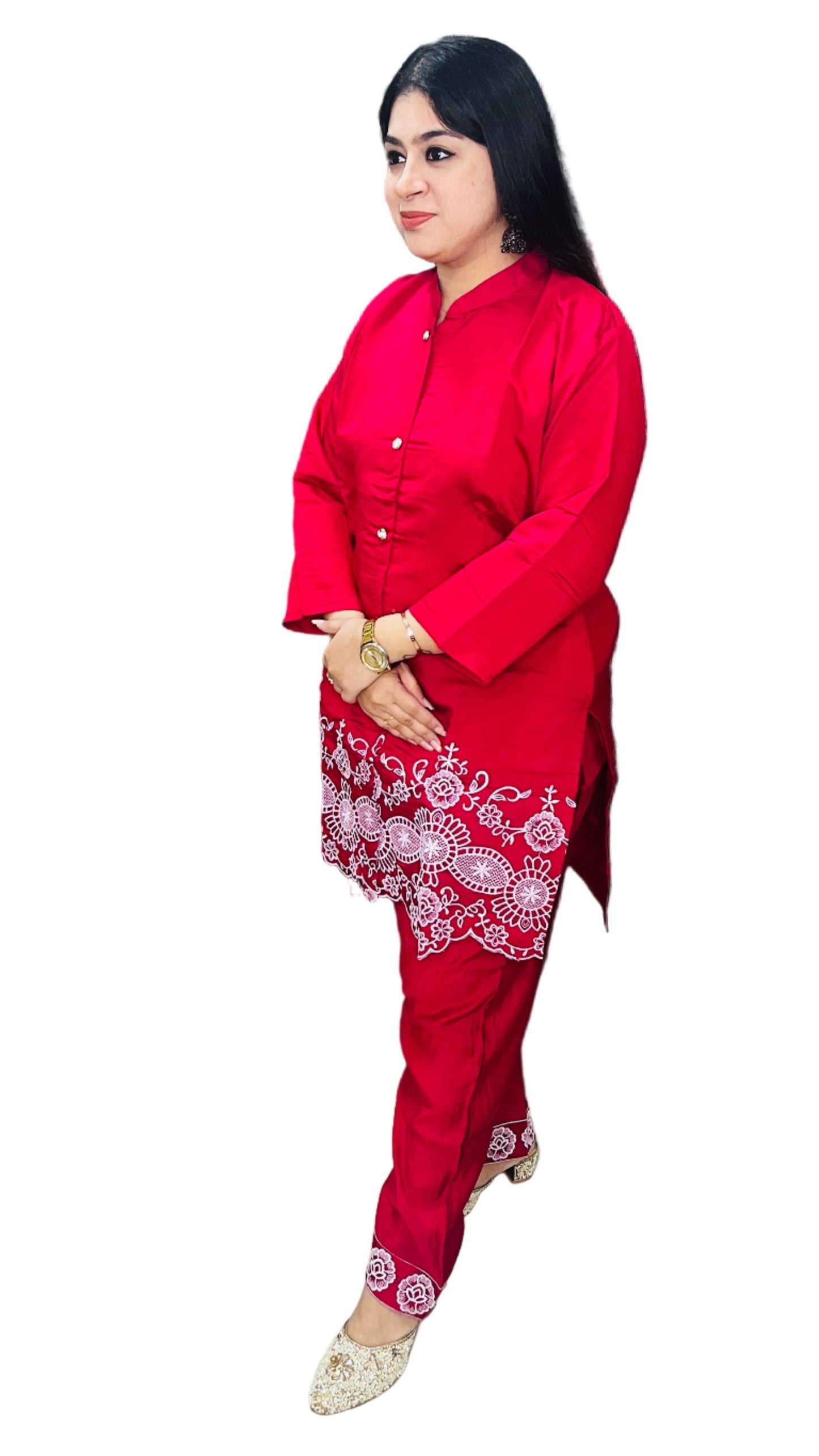 Pink Embroidery Elegance Coord Set