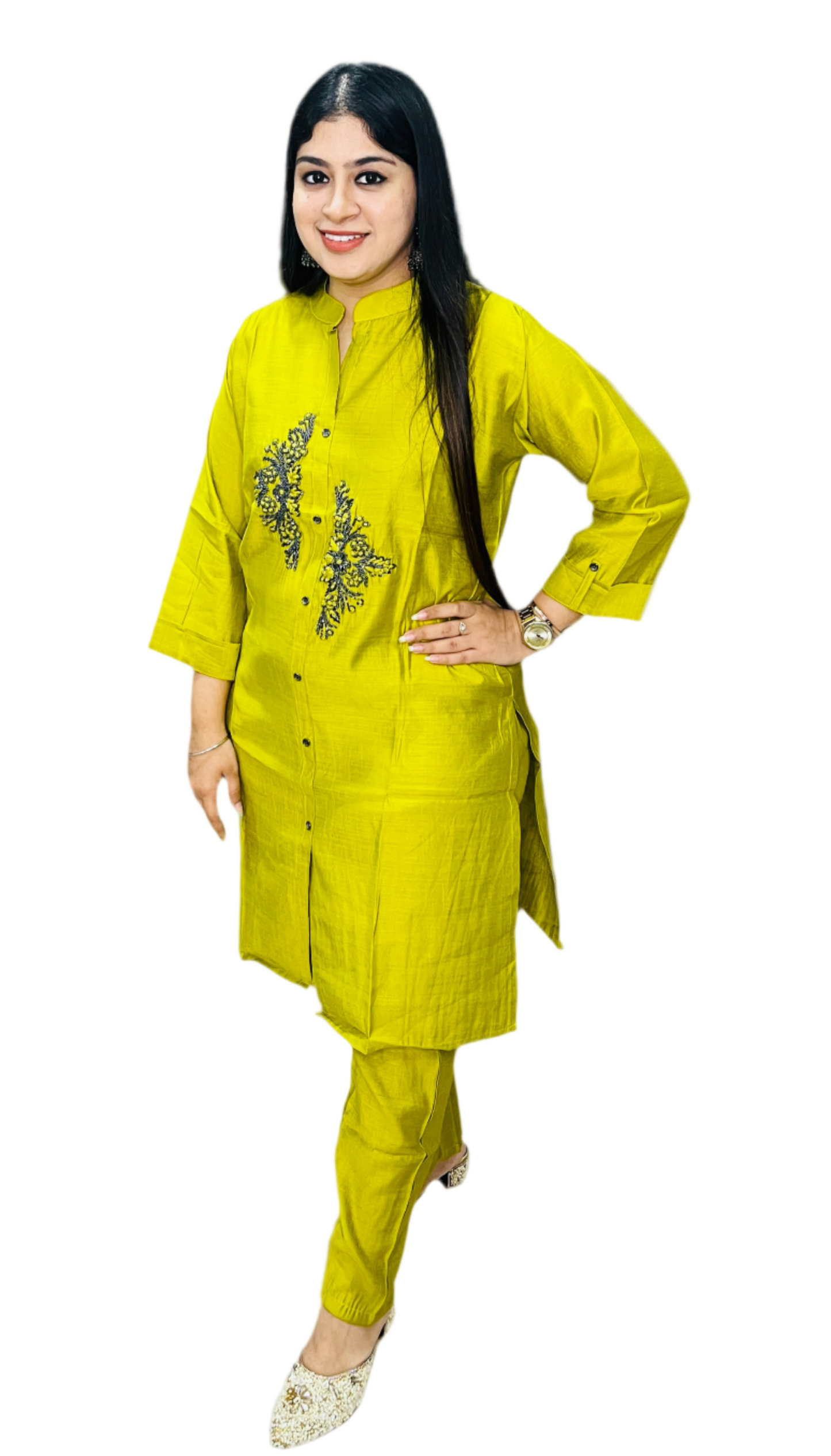 Festive mustard green Coord set