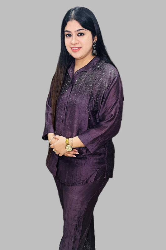 Elevate your wardrobe with the Sequence Coord Set in Wine, designed to blend elegance and versatility.