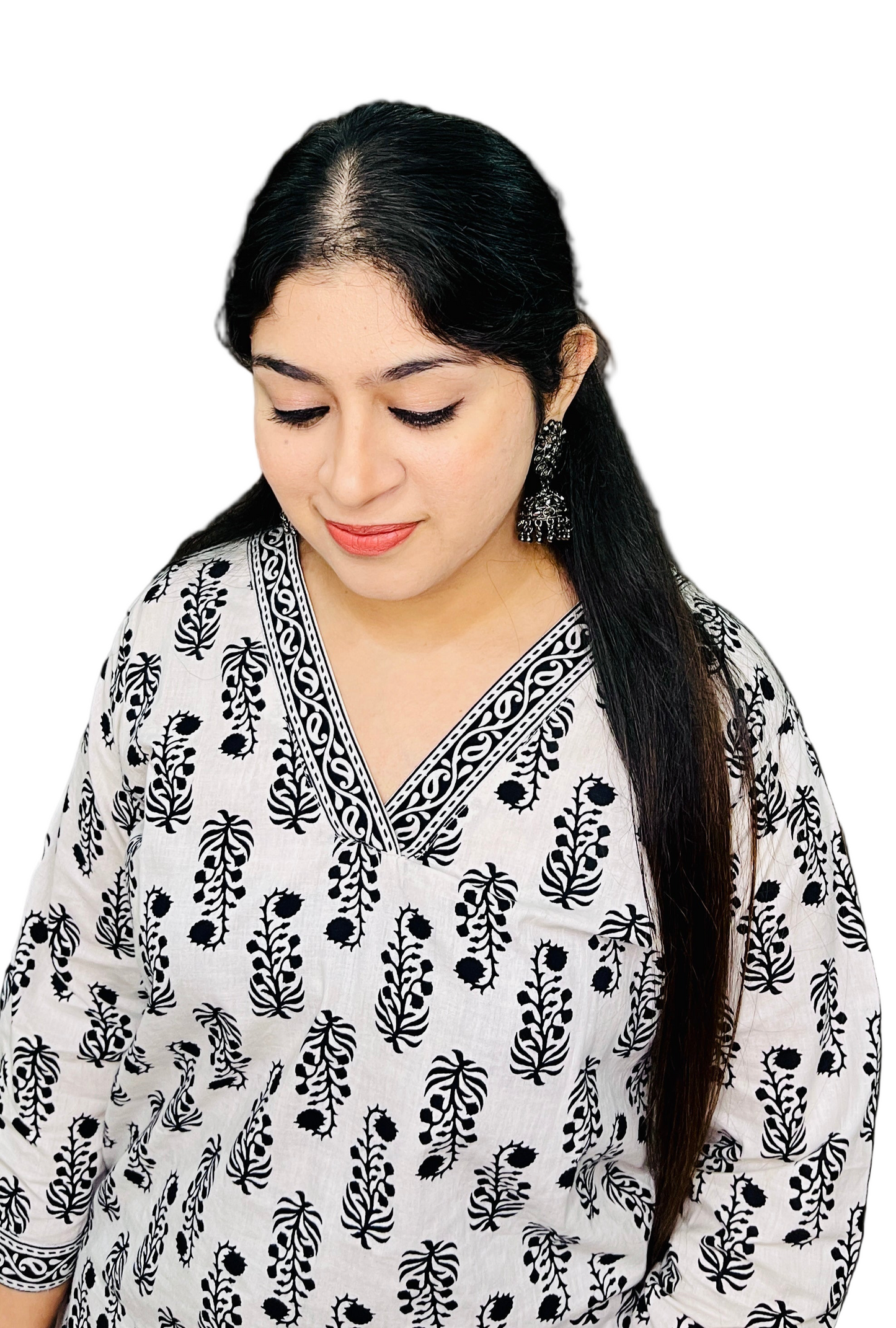 Monochrome Bloom Short Kurti
