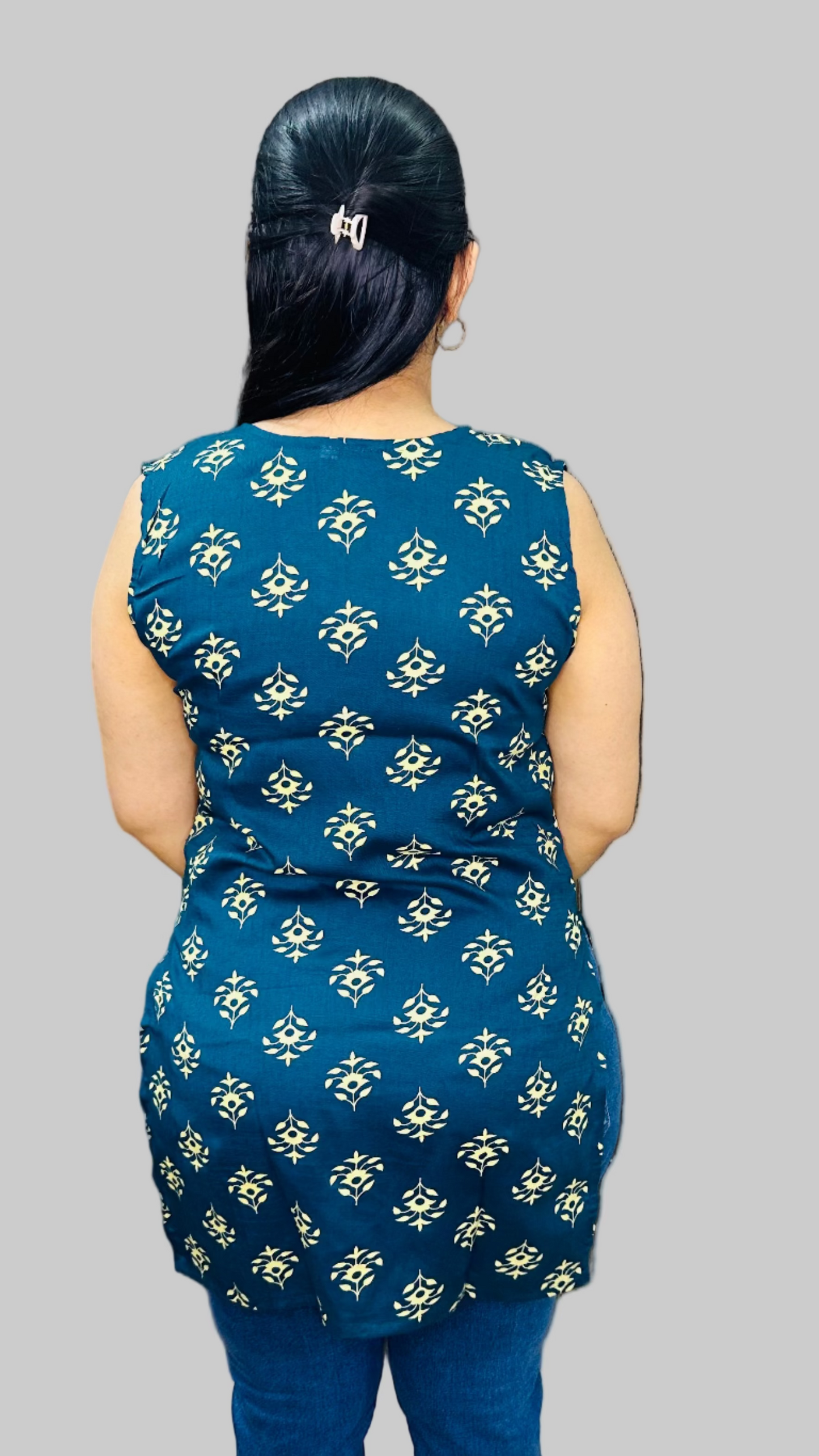 Navy Blue Aura Printed Kurti