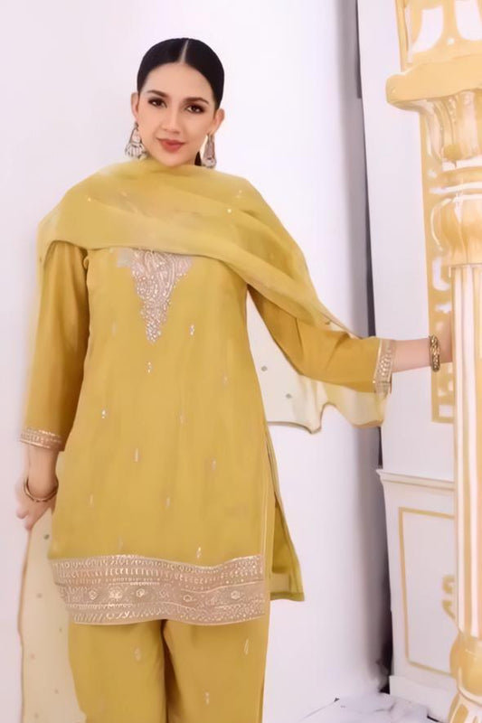 Citrine Dusk Embroidered Kurta Palazzo Set