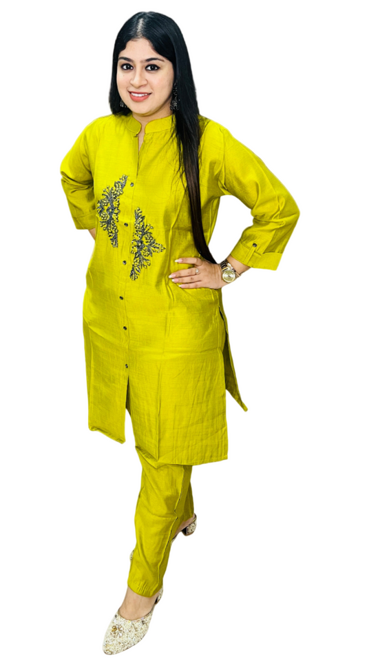 Festive mustard green Coord set