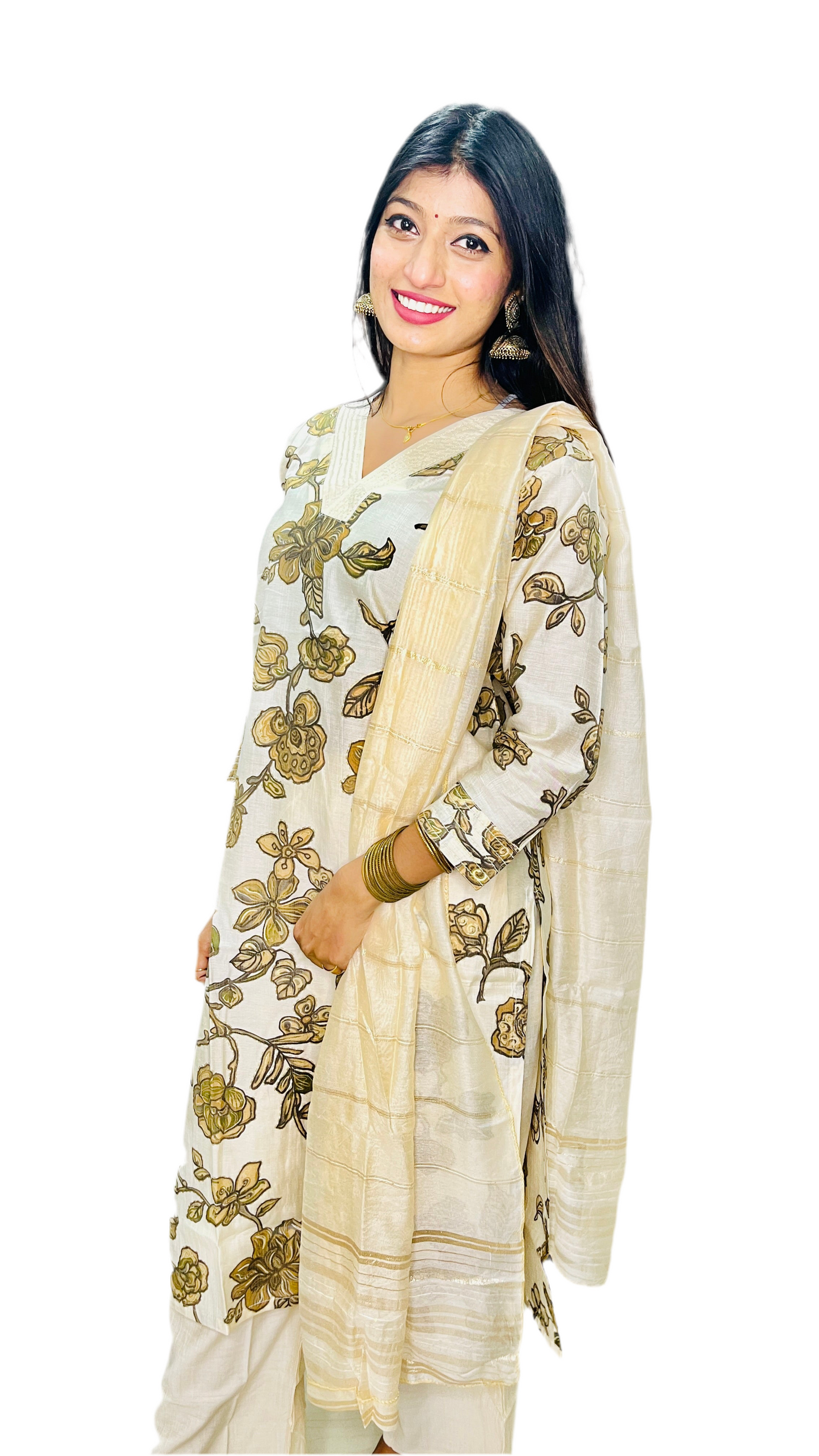 Floral cream suit