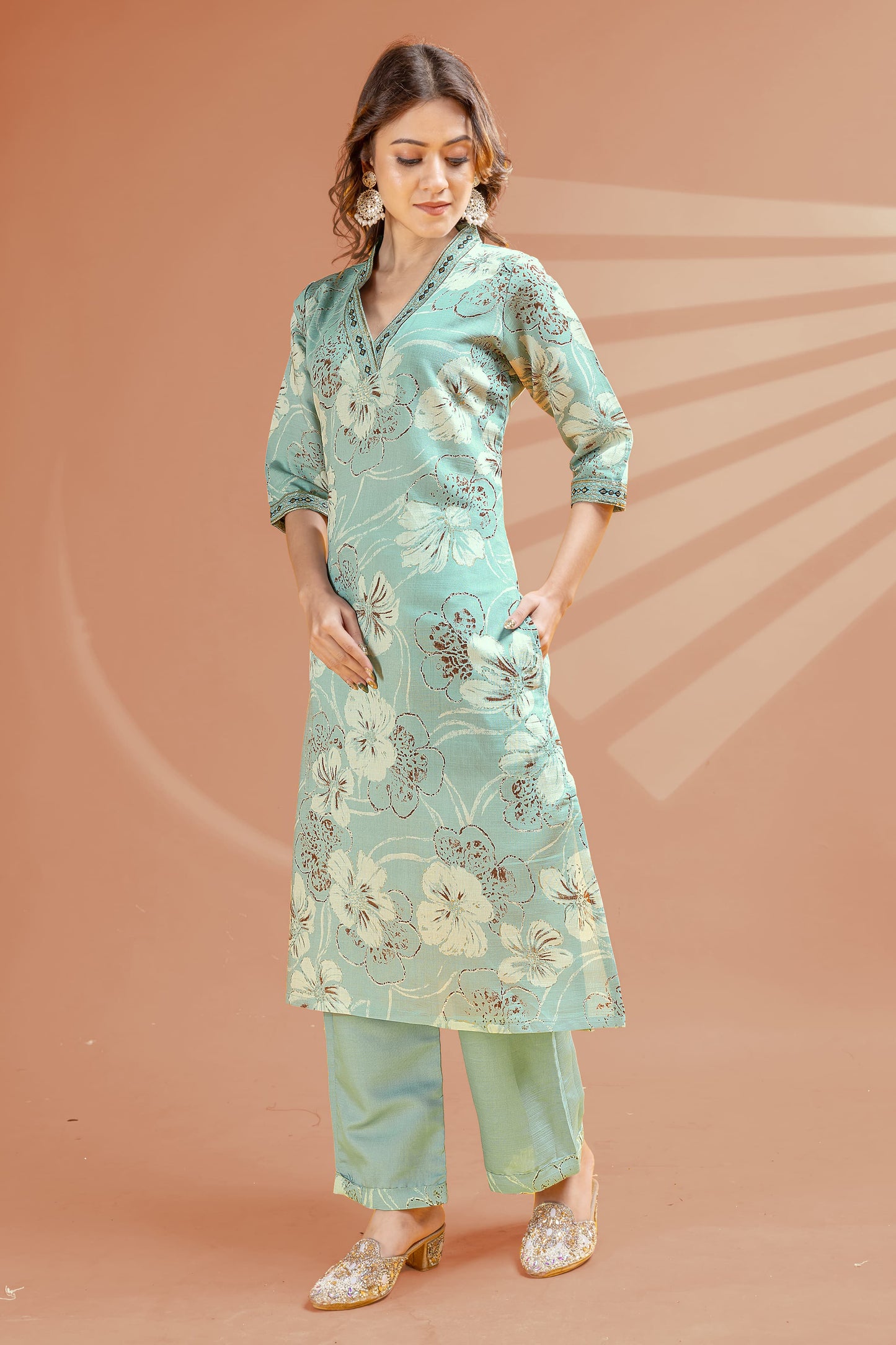 Icy Sage Kurti Pant Set