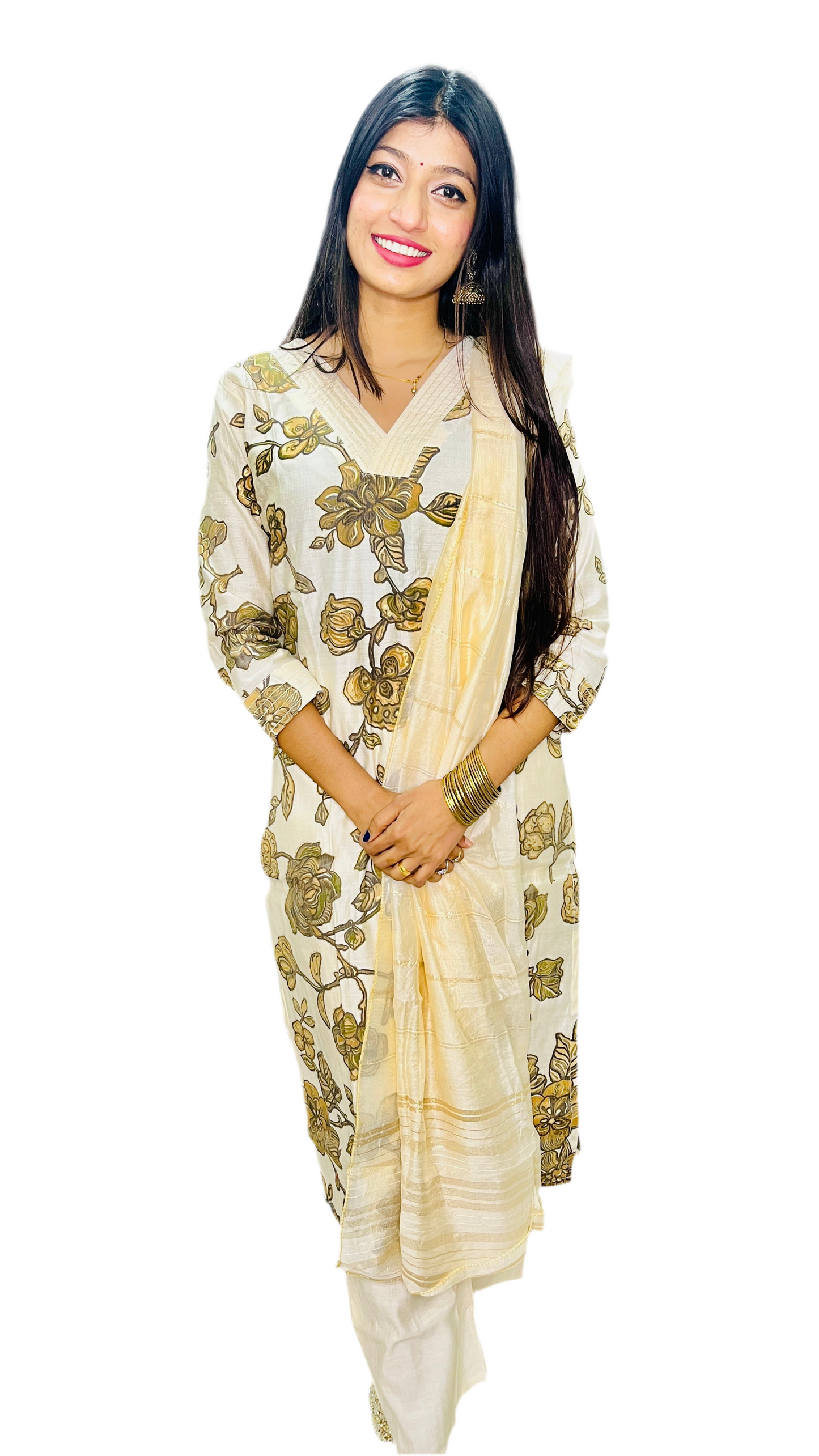 Floral cream suit