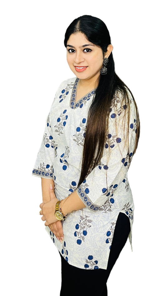 Floral Cotton Short Kurti