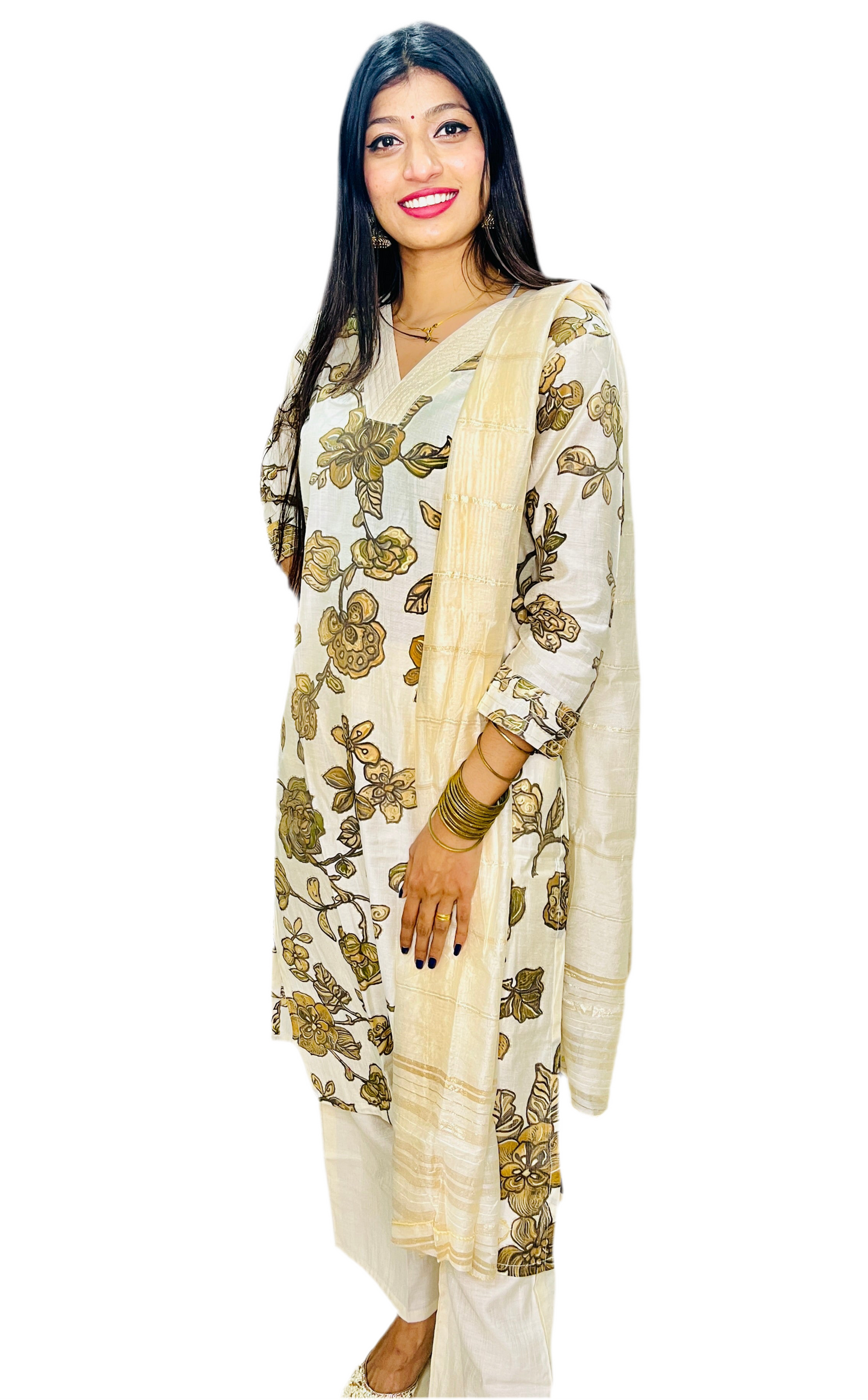 Floral cream suit