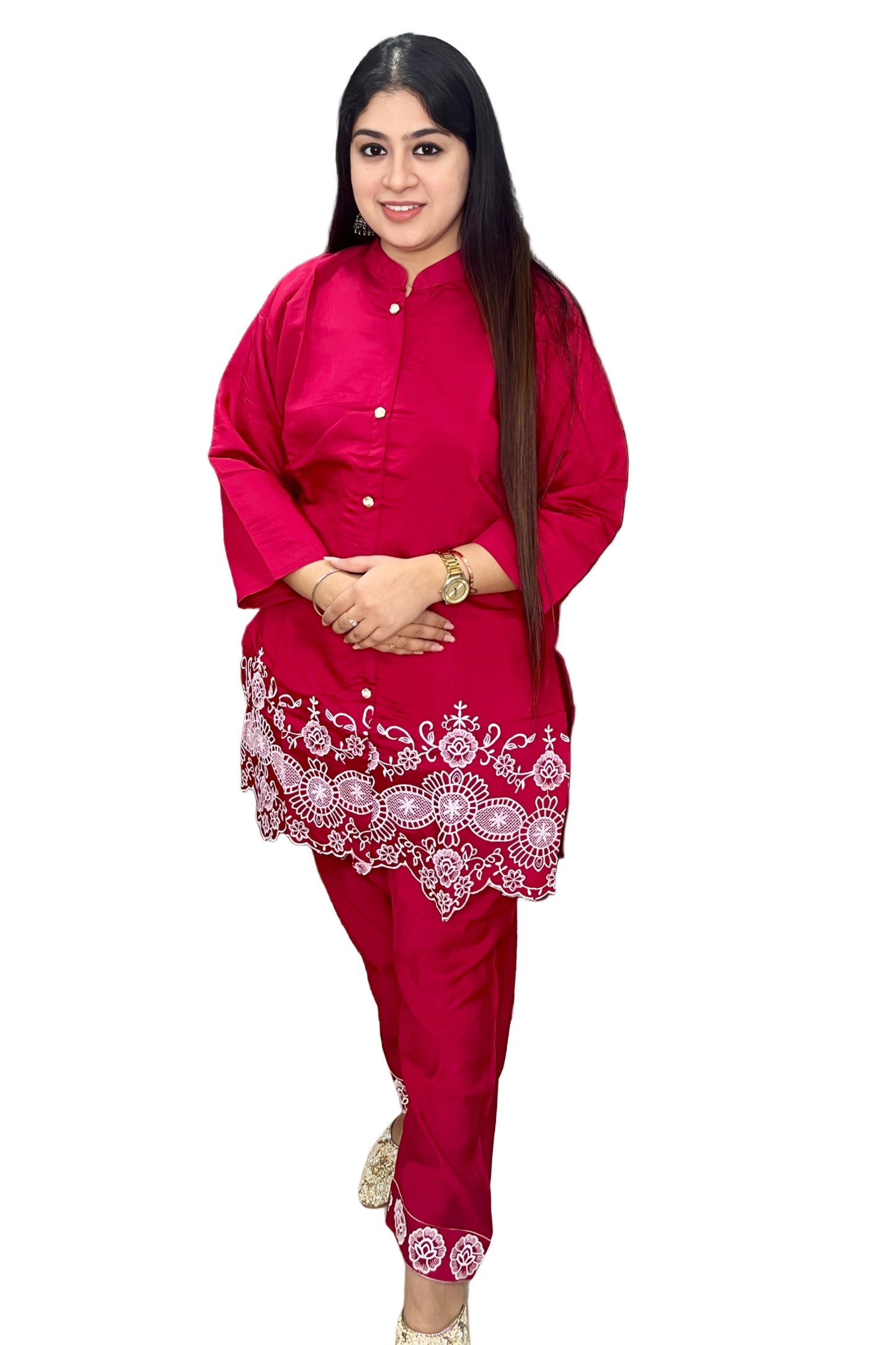 Pink Embroidery Elegance Coord Set