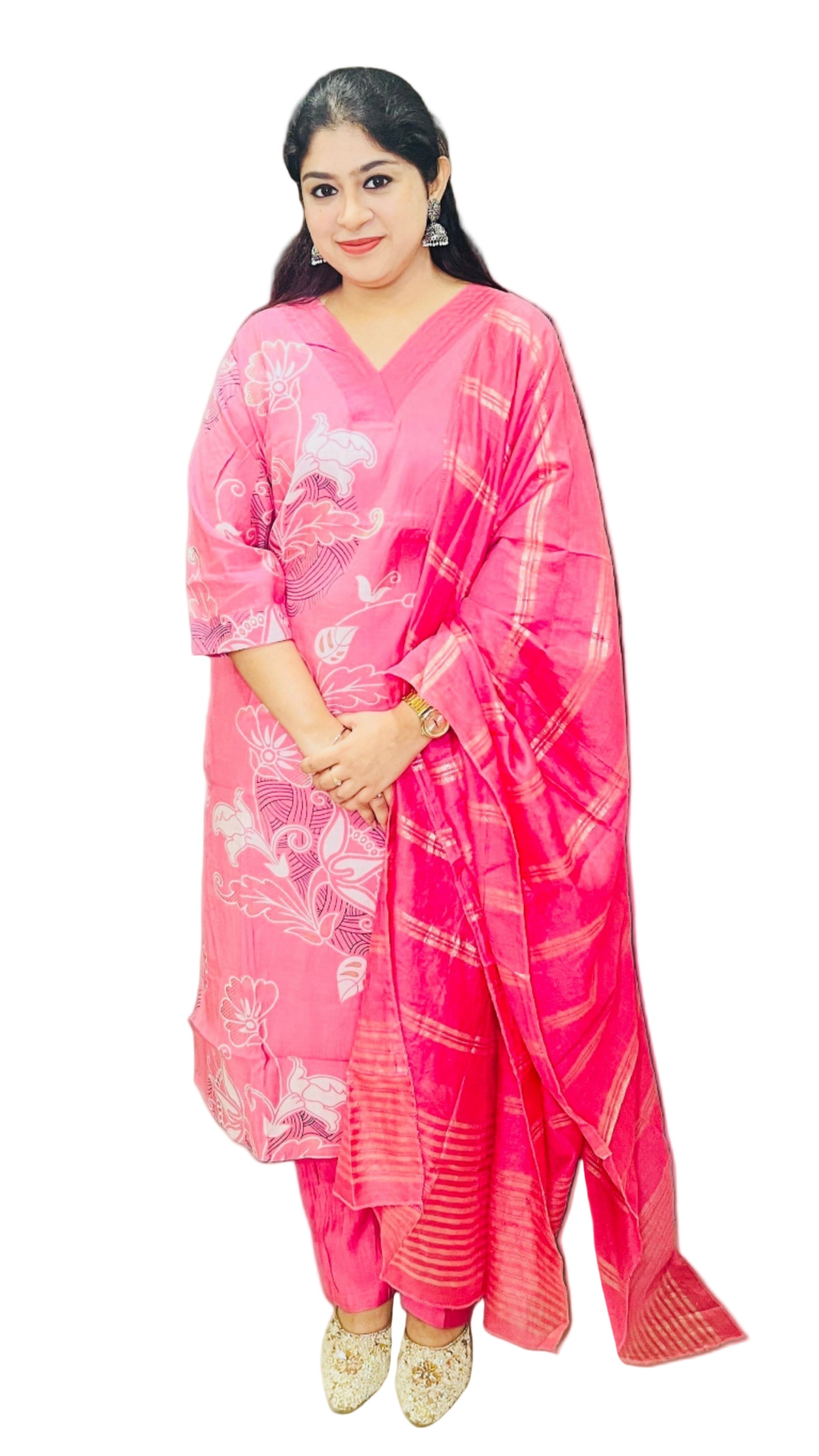 Pink 3 piece suit is an ideal fabric choice for both office wear and casual outings, combining comfort with understated elegance.