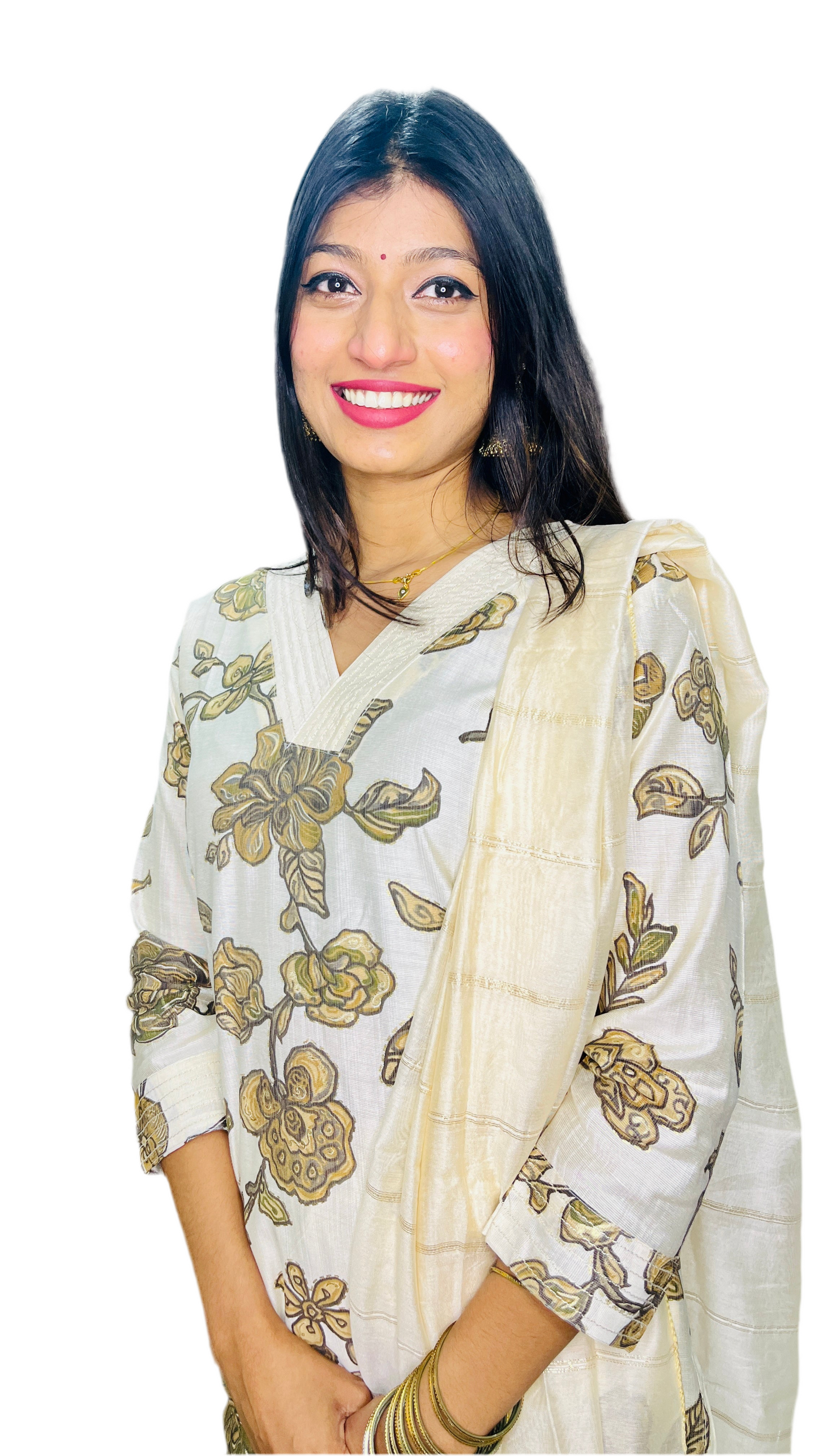 Floral cream suit