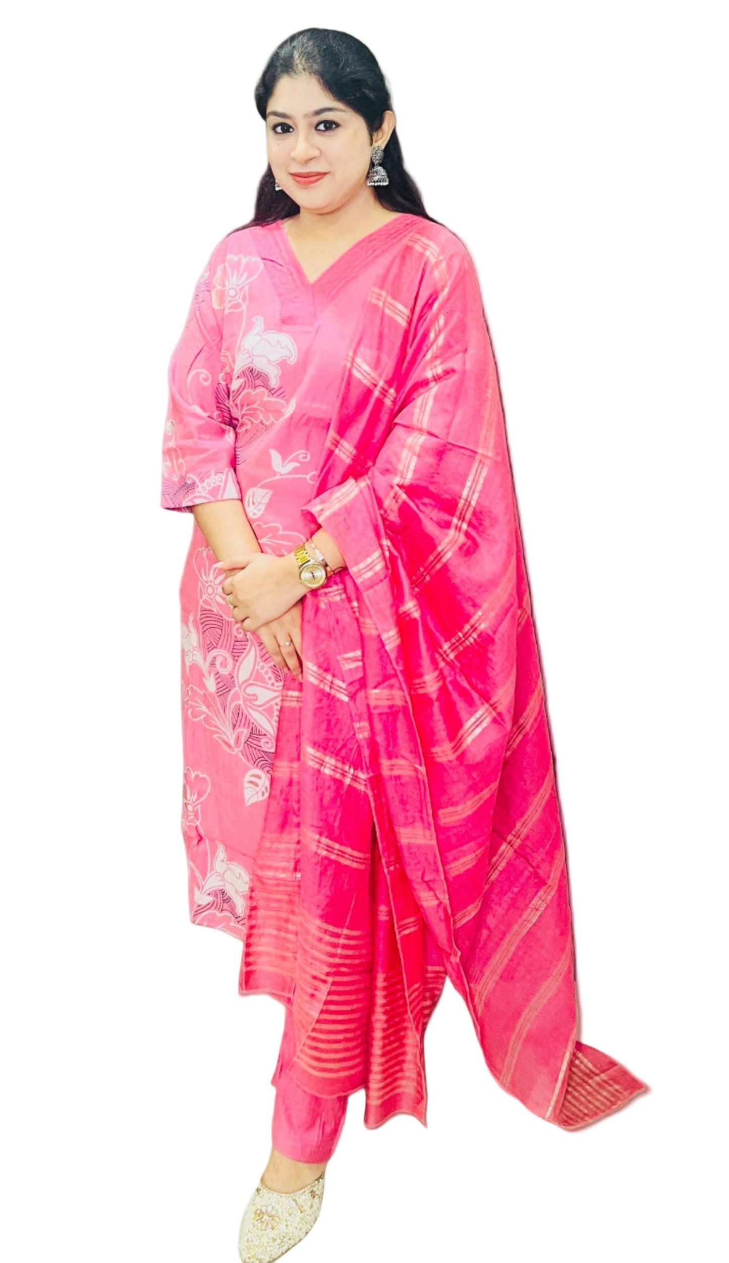 Pink 3 piece suit is an ideal fabric choice for both office wear and casual outings, combining comfort with understated elegance.