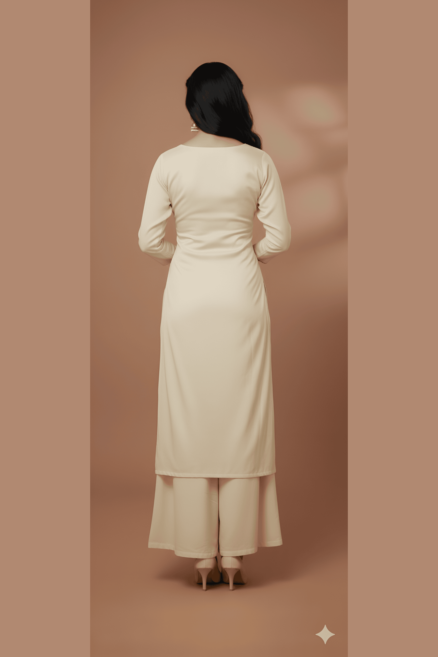 Cream Embroidered Kurta and Palazzo Suit Set