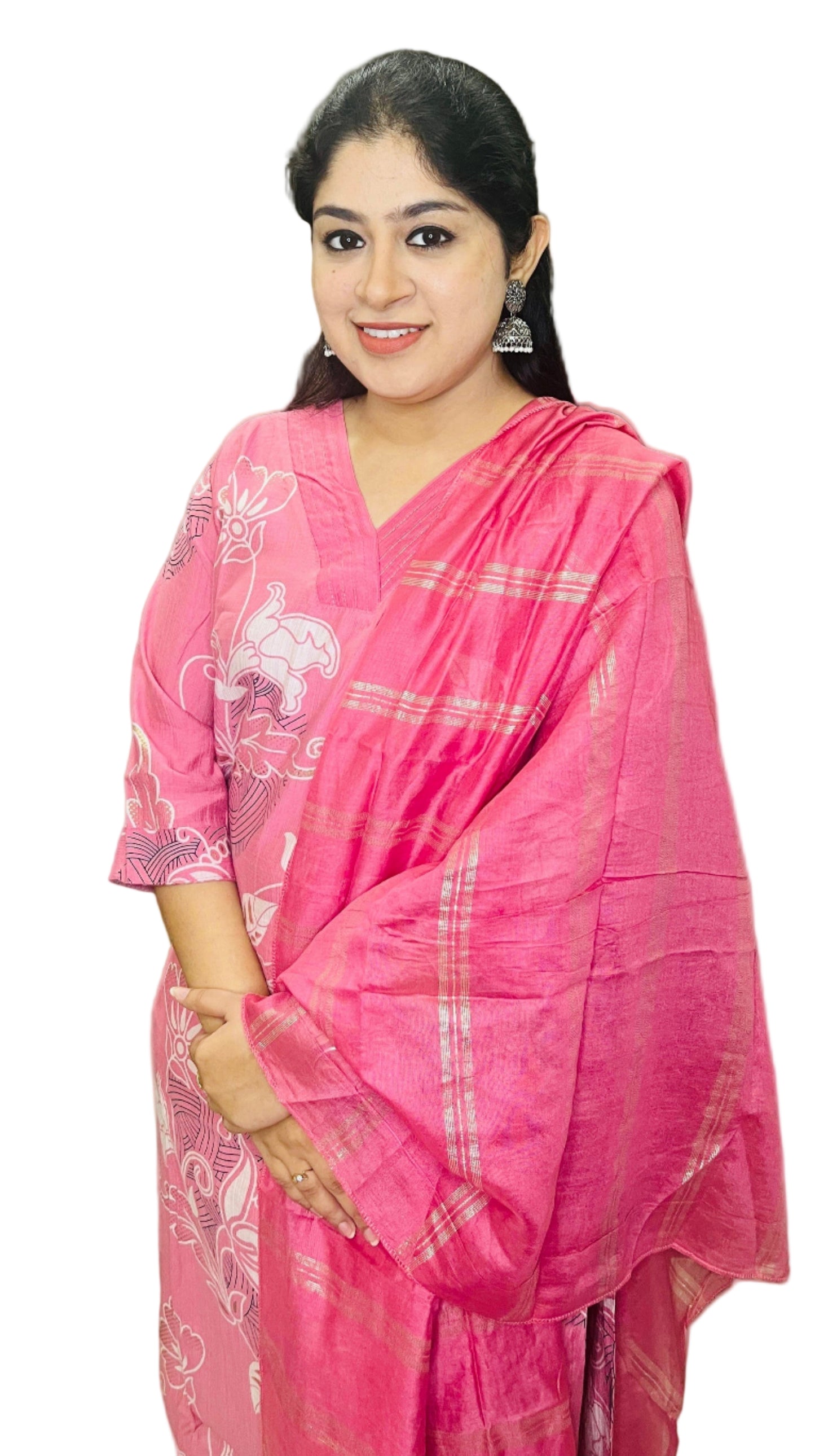 Pink 3 piece suit is an ideal fabric choice for both office wear and casual outings, combining comfort with understated elegance.