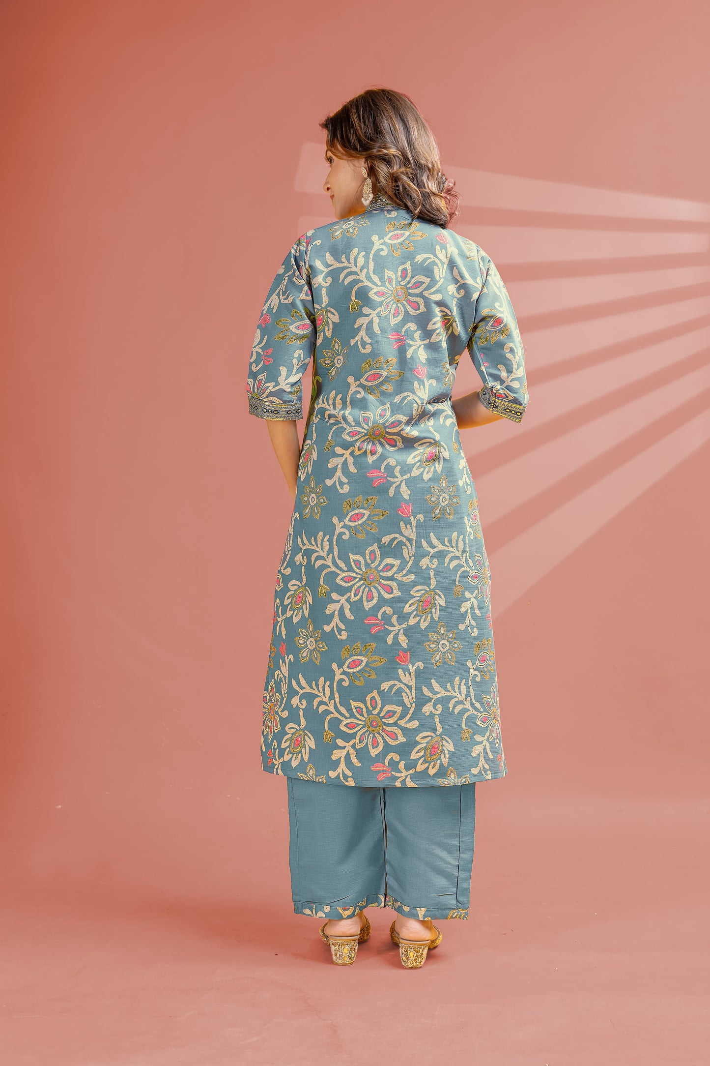 Ocean Bloom Kurti Pant Set