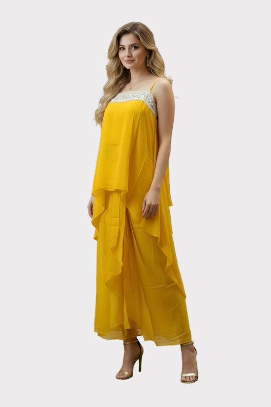 Golden Mustard Flow Dress